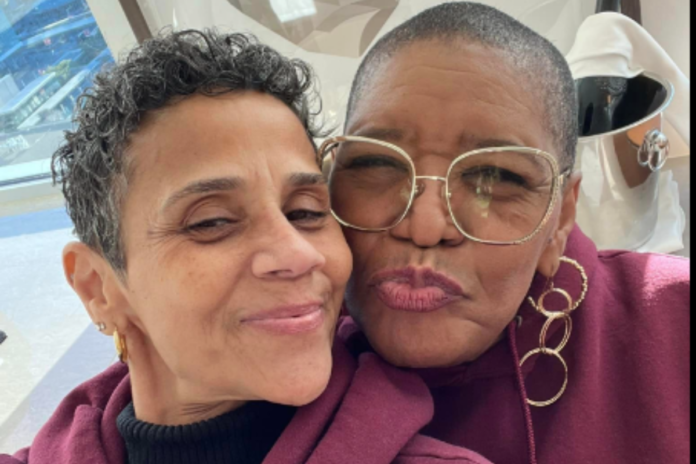 Comedian Marsha Warfield with her partner turned wife, Angie.